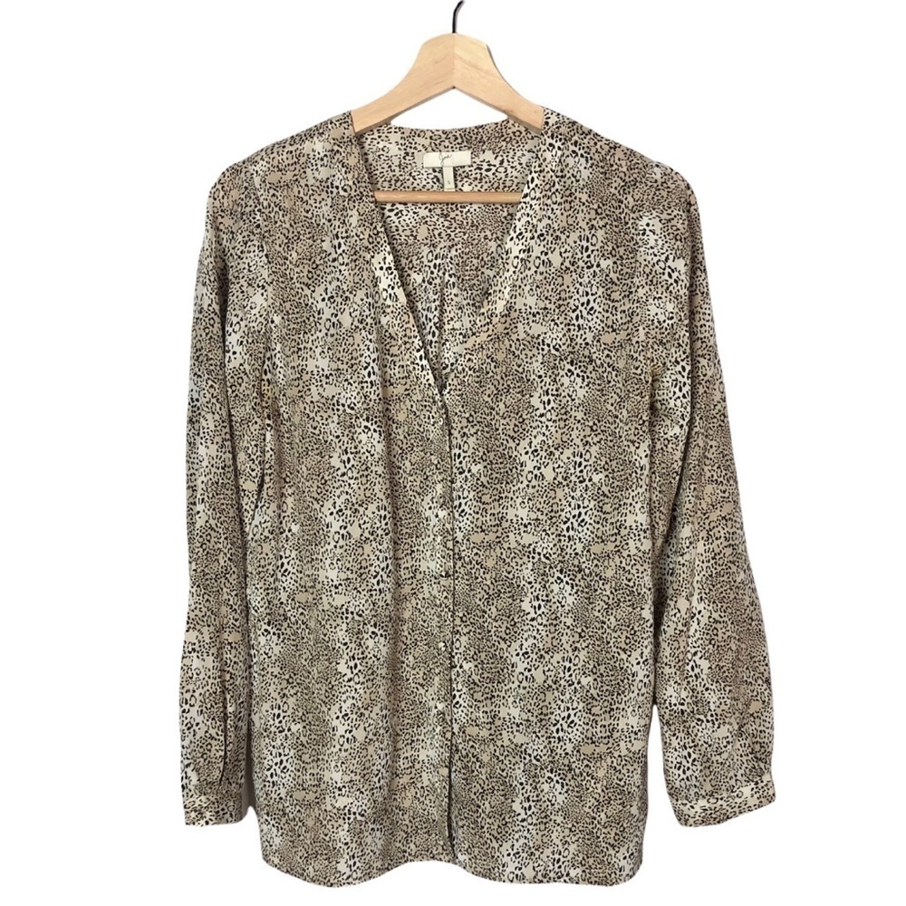 Anthropologie Joie Michi Animal Print Silk Long Sleeve Button Up Blouse S View 2
